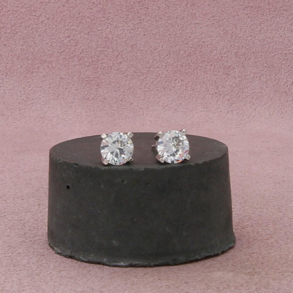 sterling silver round-cut cz stud earrings